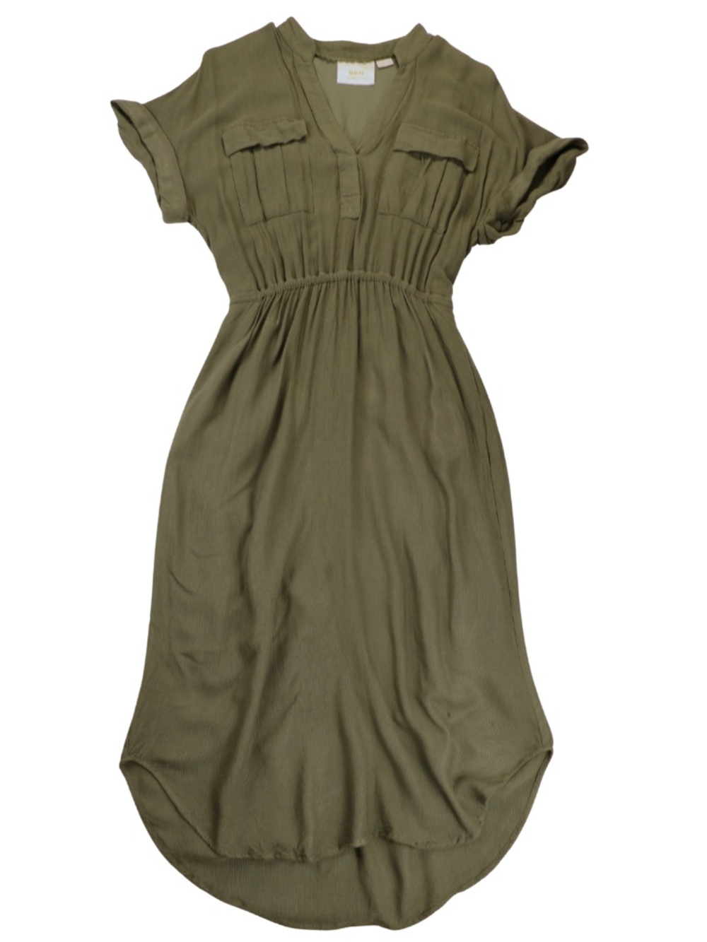 Maeve Anthropologie Olive Green Utility Shirt Dress XS V Neck